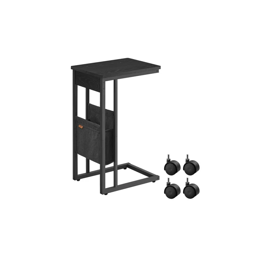 Sale SONGMICS Beistelltisch C-Form mit Aufbewahrungstasche ebenholzschwarz