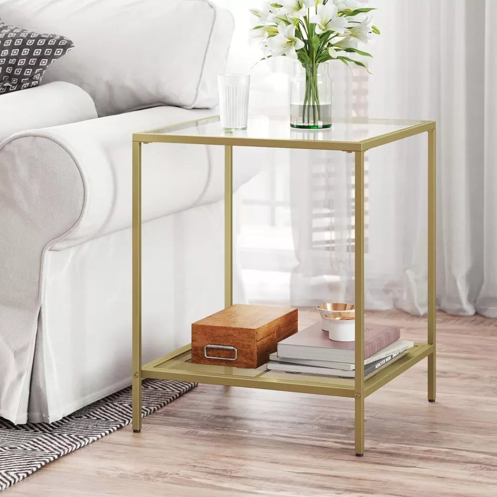 Store SONGMICS Beistelltisch Gold-Transparent