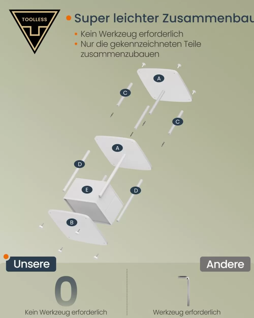 Cheap SONGMICS Beistelltisch mit 3 Ablagen 30 x 34 x 58 cm schneeweiß