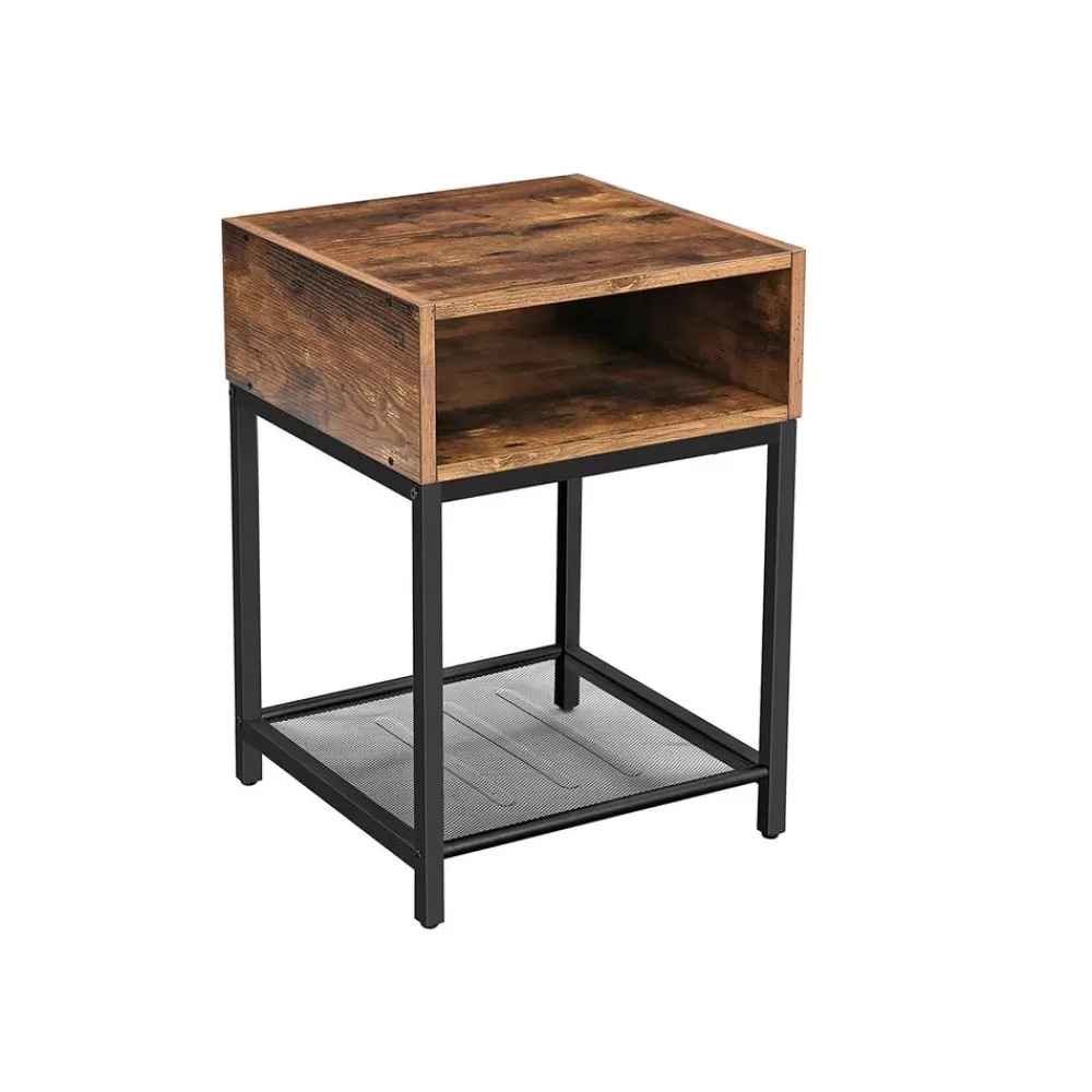 Discount SONGMICS Beistelltisch mit Fach Industrie-Design vintagebraun-schwarz
