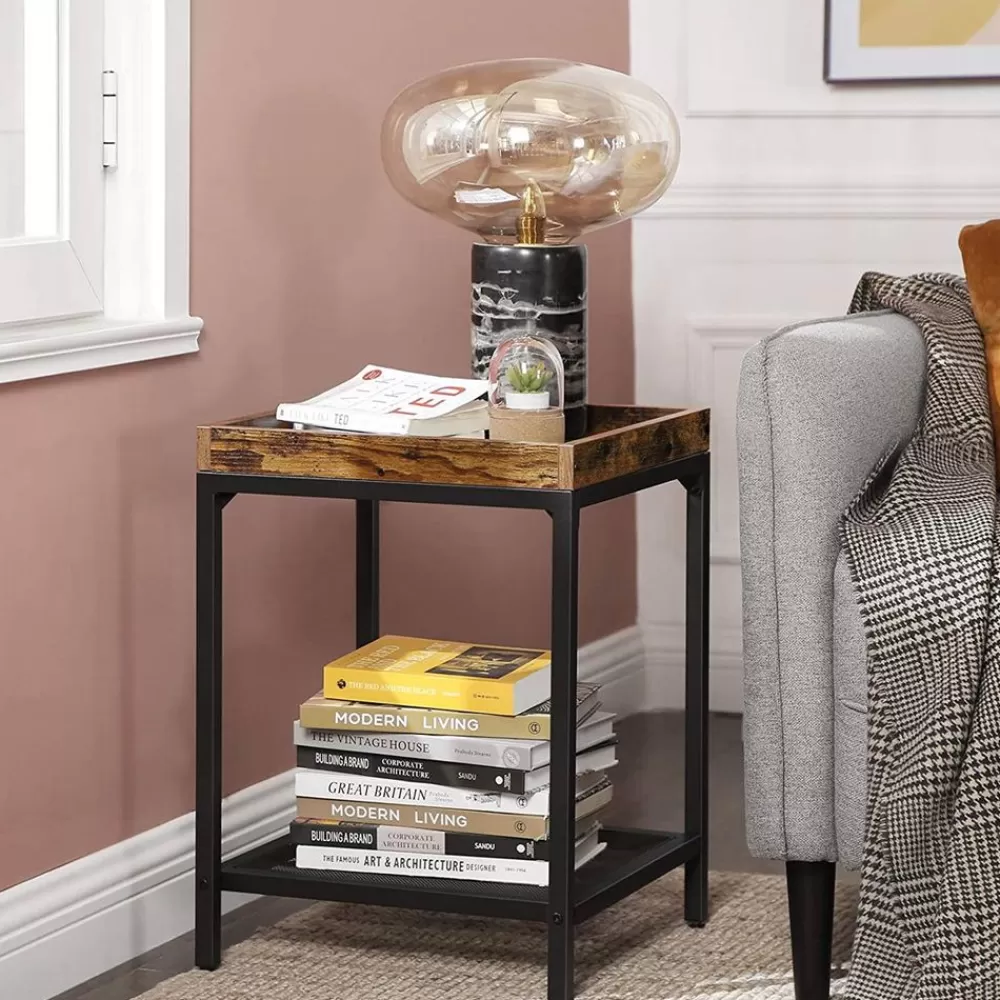 beistelltisch_mit_gitterablage_2.webp Clearance SONGMICS Beistelltisch mit Gitterablage