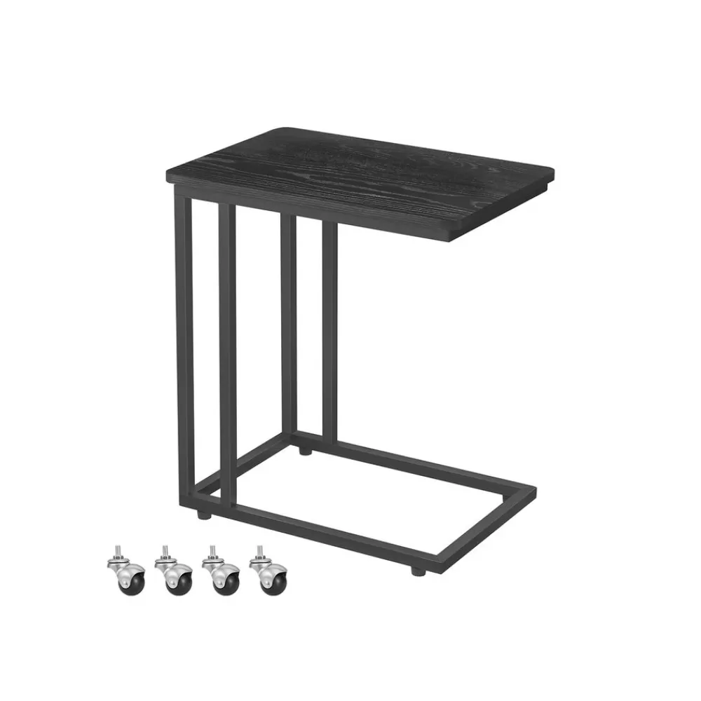 Shop SONGMICS Beistelltisch mit Rollen C-Form ebenholzschwarz