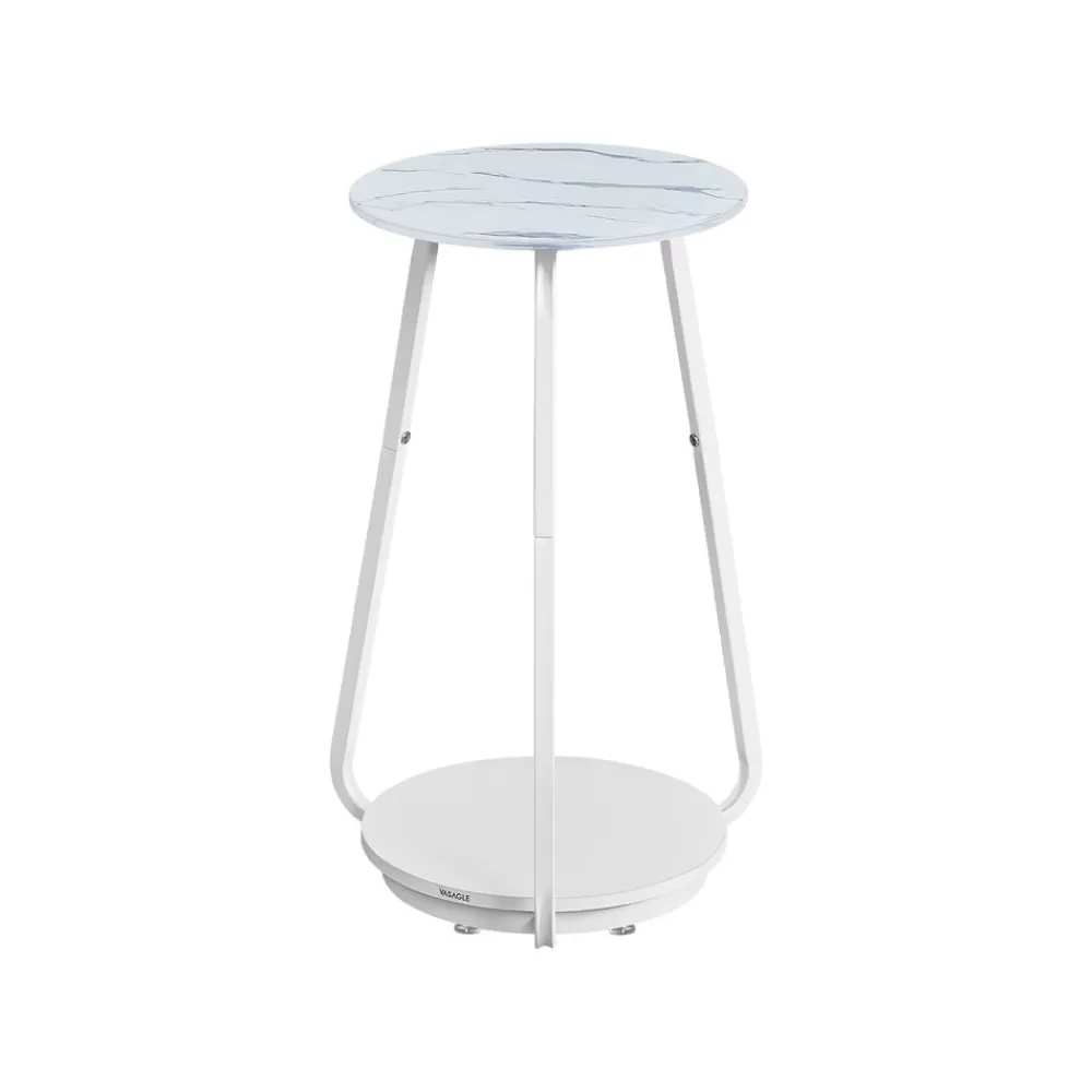 Flash Sale SONGMICS Beistelltisch rund mit 2 Ebenen und Glasplatte und Ablage