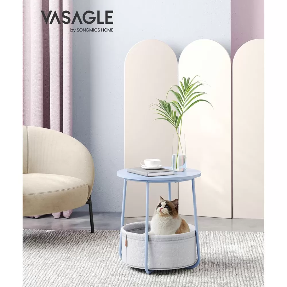 Fashion SONGMICS Beistelltisch rund puderblau-Pastellblau