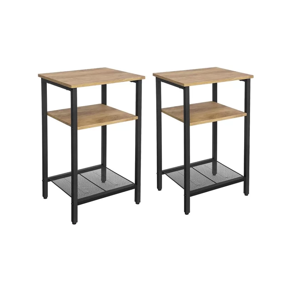 Shop SONGMICS Beistelltische 2er Set Honigbraun-Schwarz