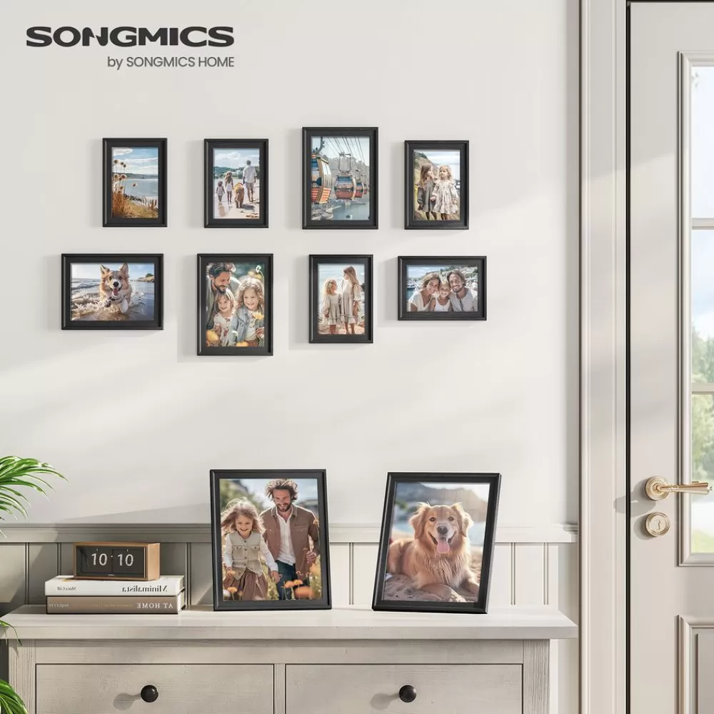 Cheap SONGMICS Bilderrahmen 16 Passepartouts aufhängen Glas eschenschwarz