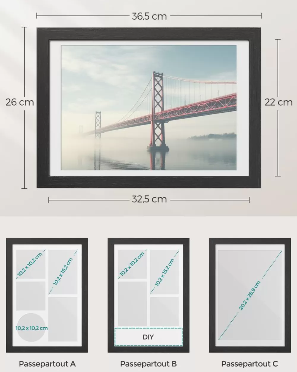 bilderrahmen_a_fr_mehere_bilder_eschenschwarz_5.webp Store SONGMICS Bilderrahmen A4 für mehere Bilder eschenschwarz