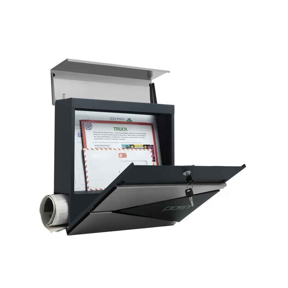 New SONGMICS Briefkasten mit Zeitungsfach silber