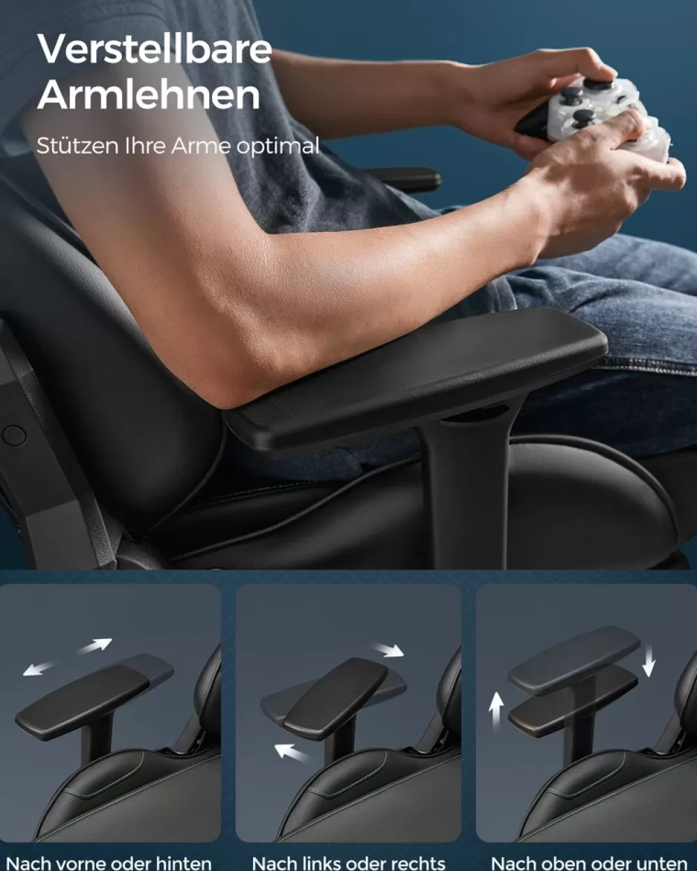 brostuhl_ergonomisch_armlehnen_kopfkissen_schwarzrot_15.webp Sale SONGMICS Bürostuhl ergonomisch Armlehnen Kopfkissen schwarz-rot