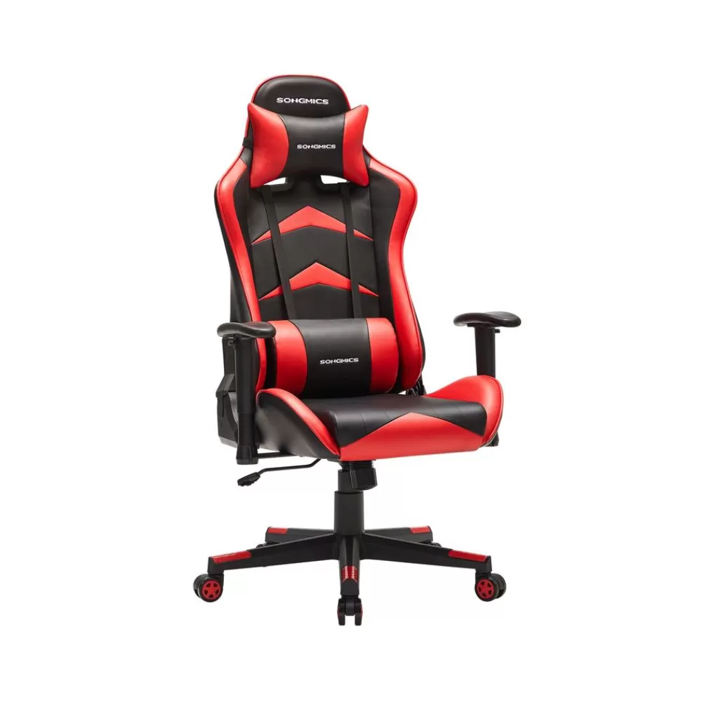 Store SONGMICS Bürostuhl mit verstellbaren Armlehnen Schwarz-Rot