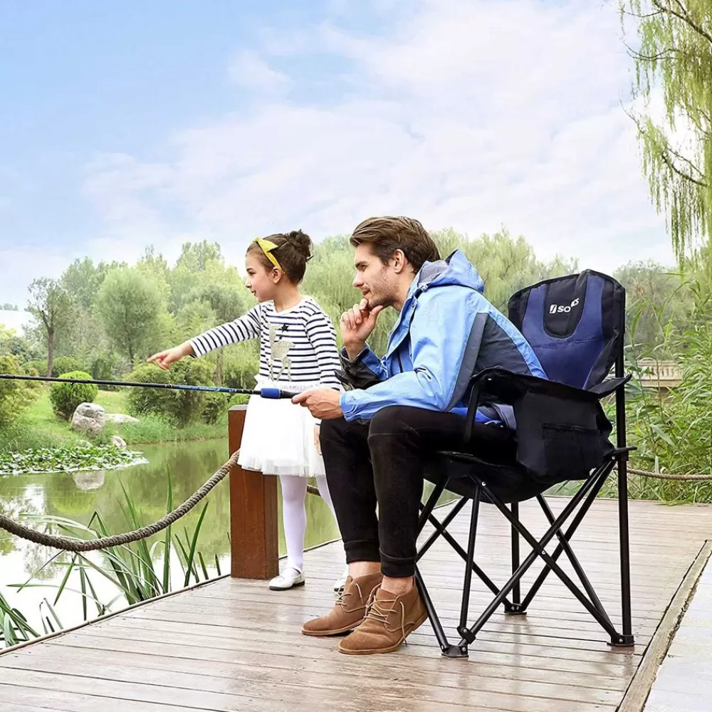Cheap SONGMICS Campingstuhl mit Getränkehalter Schwarz-Blau