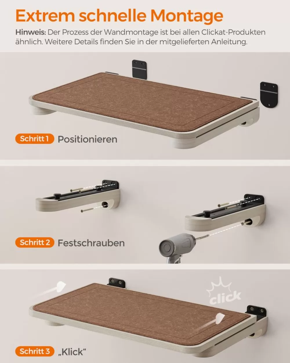 clickat_kollektion__nr__katzenhngematte_zur_wandmontage_2.webp Best SONGMICS Clickat Kollektion - Nr. 001 Katzenhängematte zur Wandmontage Haferflockenbraun-Kaffeebraun