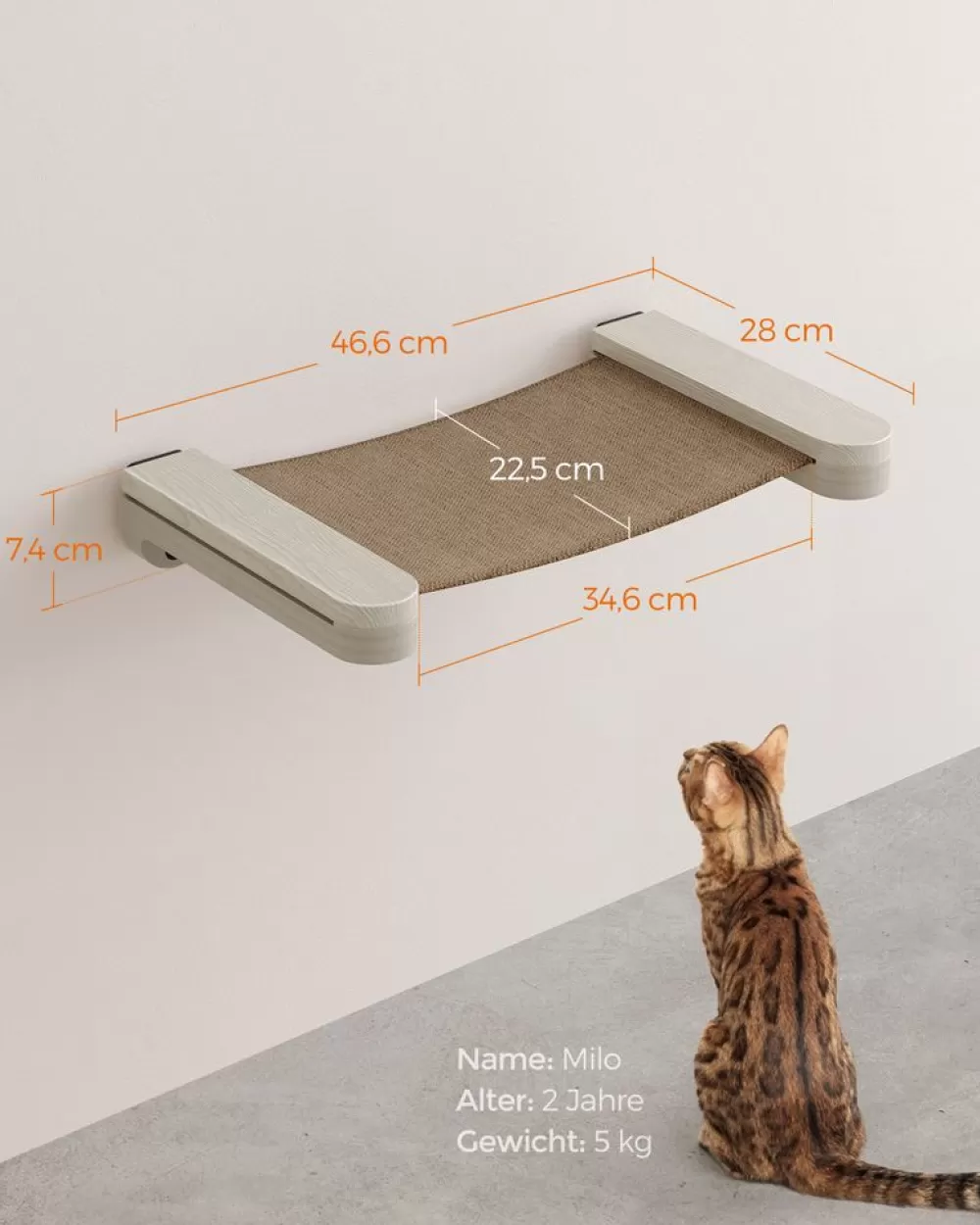clickat_kollektion__nr__katzenhngematte_zur_wandmontage_5.webp Best SONGMICS Clickat Kollektion - Nr. 001 Katzenhängematte zur Wandmontage Haferflockenbraun-Kaffeebraun