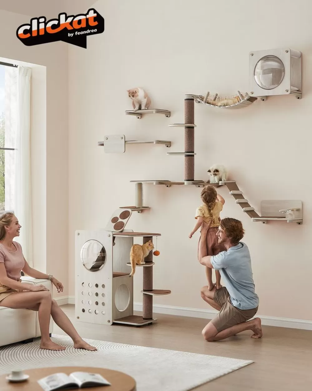 clickat_kollektion__nr__katzenhngematte_zur_wandmontage_7.webp Best SONGMICS Clickat Kollektion - Nr. 001 Katzenhängematte zur Wandmontage Haferflockenbraun-Kaffeebraun