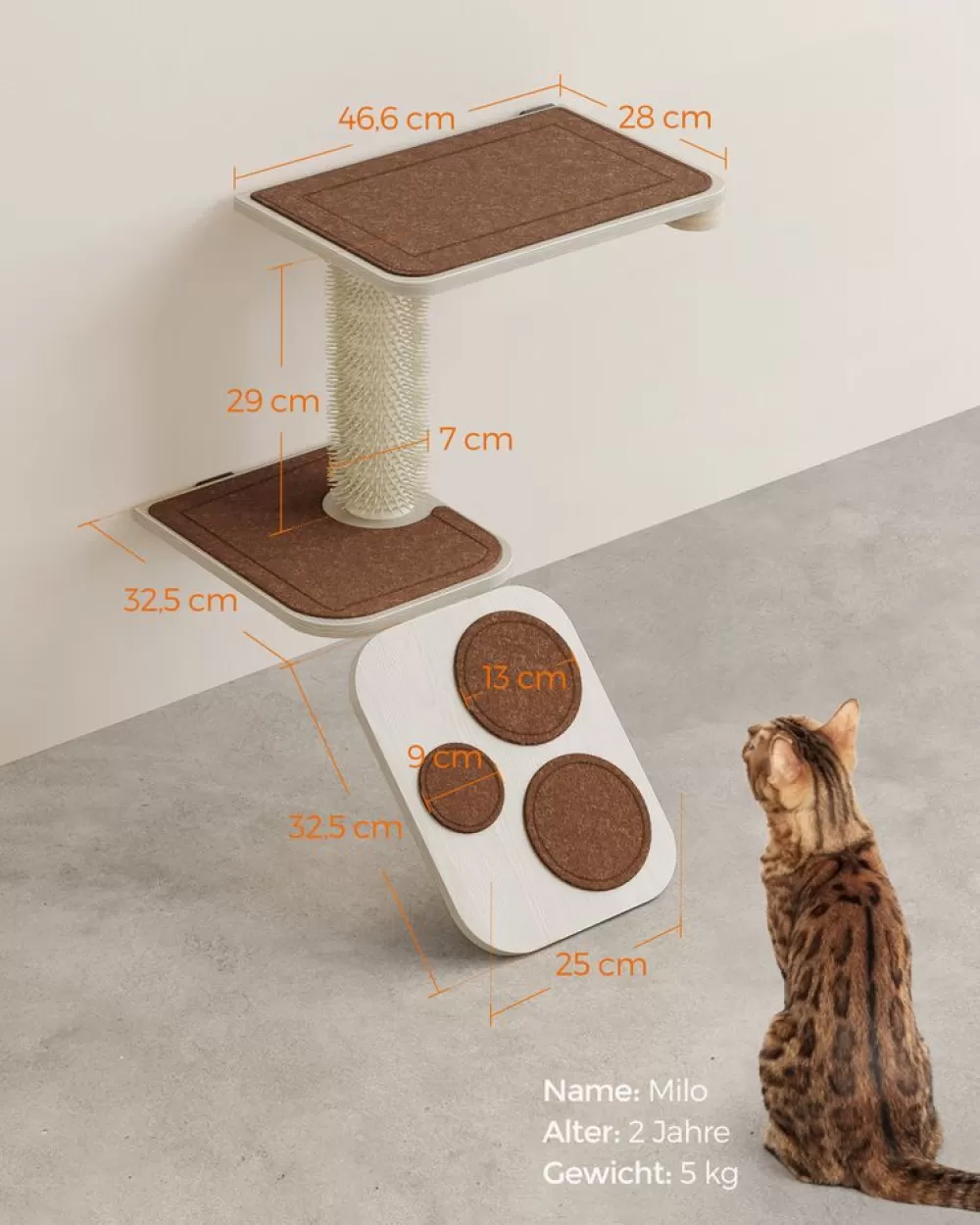 clickat_kollektion__nr__katzentreppe_zur_wandmontage_5.webp Store SONGMICS Clickat Kollektion - Nr. 004 Katzentreppe zur Wandmontage Haferflockenbraun-Kaffeebraun