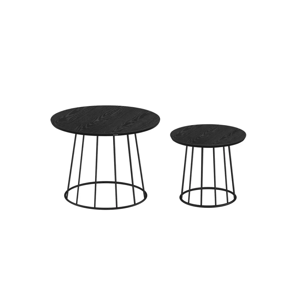 Outlet SONGMICS Couchtisch 2er Set mit Stahlgestell ebenholzschwarz