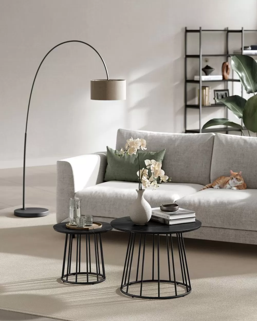 Outlet SONGMICS Couchtisch 2er Set mit Stahlgestell ebenholzschwarz