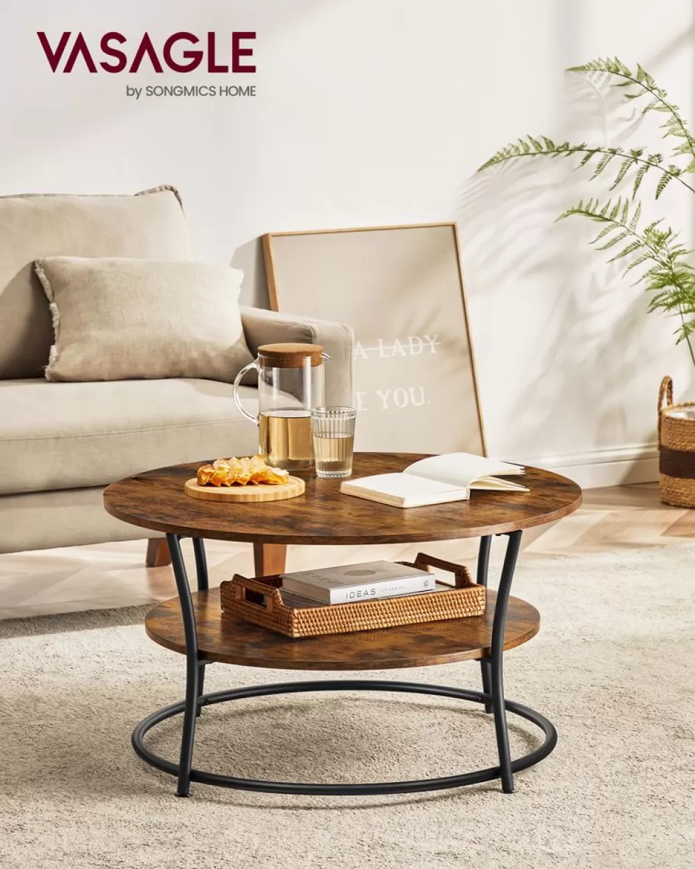Discount SONGMICS Couchtisch mit 2 Ablagen