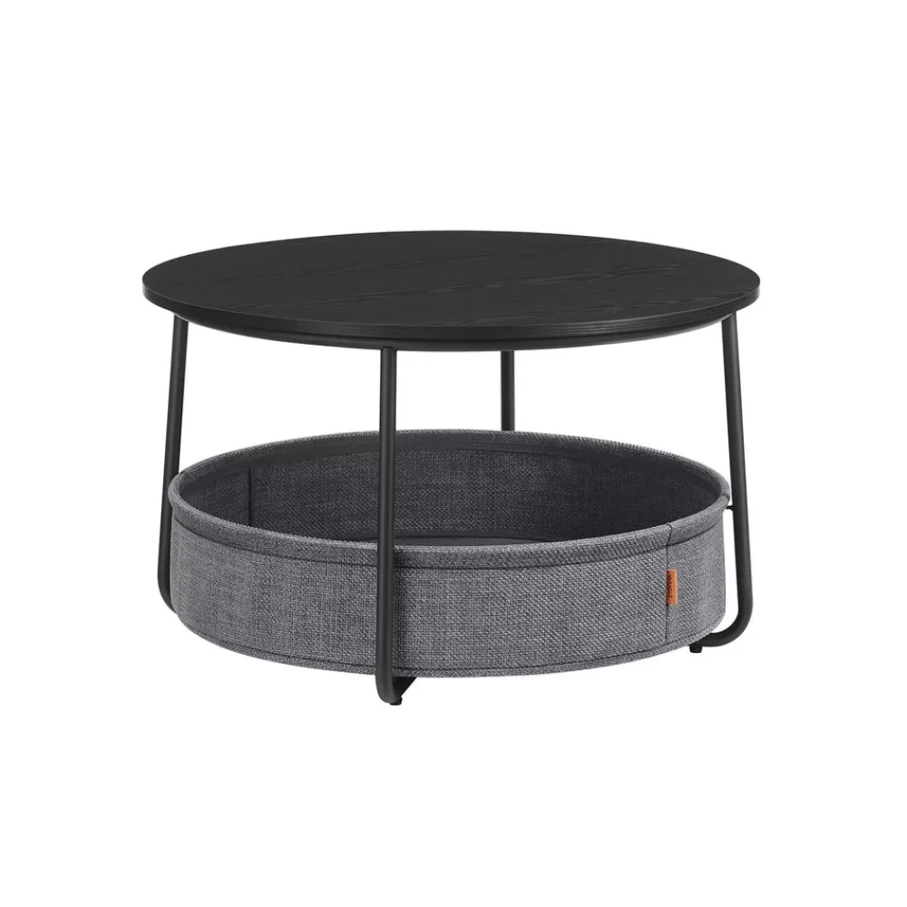 Cheap SONGMICS Couchtisch mit Korb aus Stoff tintenschwarz-schiefergrau