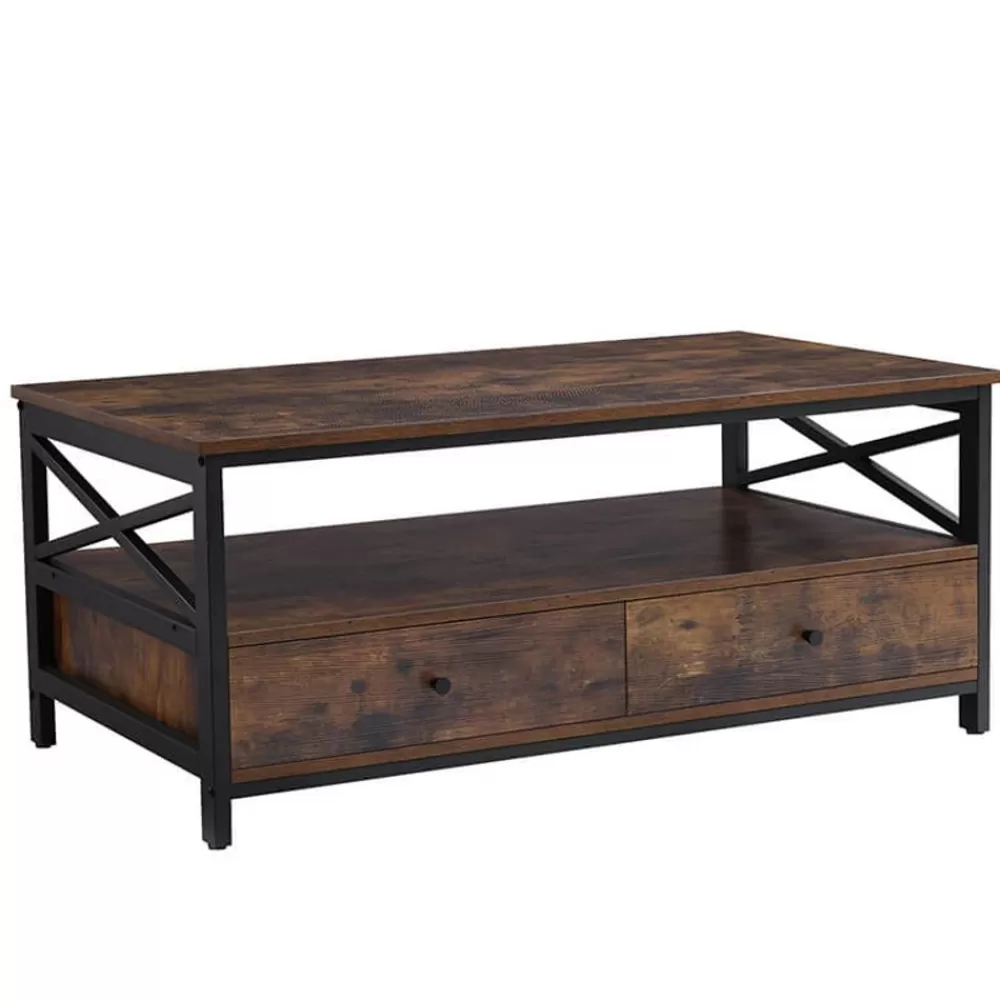 Discount SONGMICS Couchtisch mit Schubladen Vintagebraun