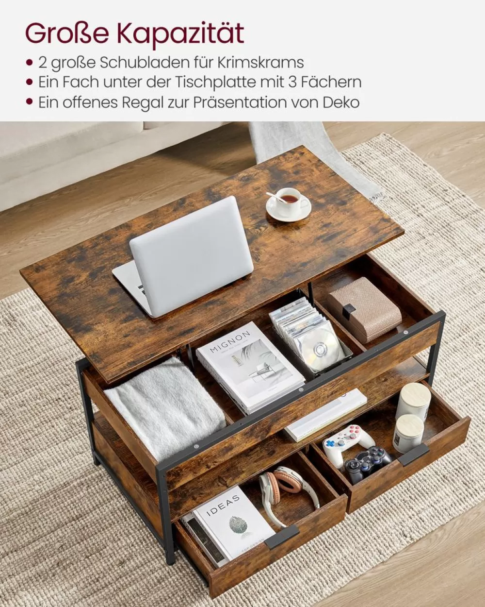 couchtisch_mit_schubladen_vintagebrauntintenschwarz_3.webp Clearance SONGMICS Couchtisch mit Schubladen vintagebraun-tintenschwarz
