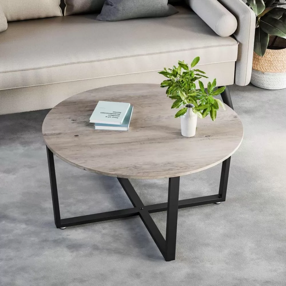 Discount SONGMICS Couchtisch rund Schwarz