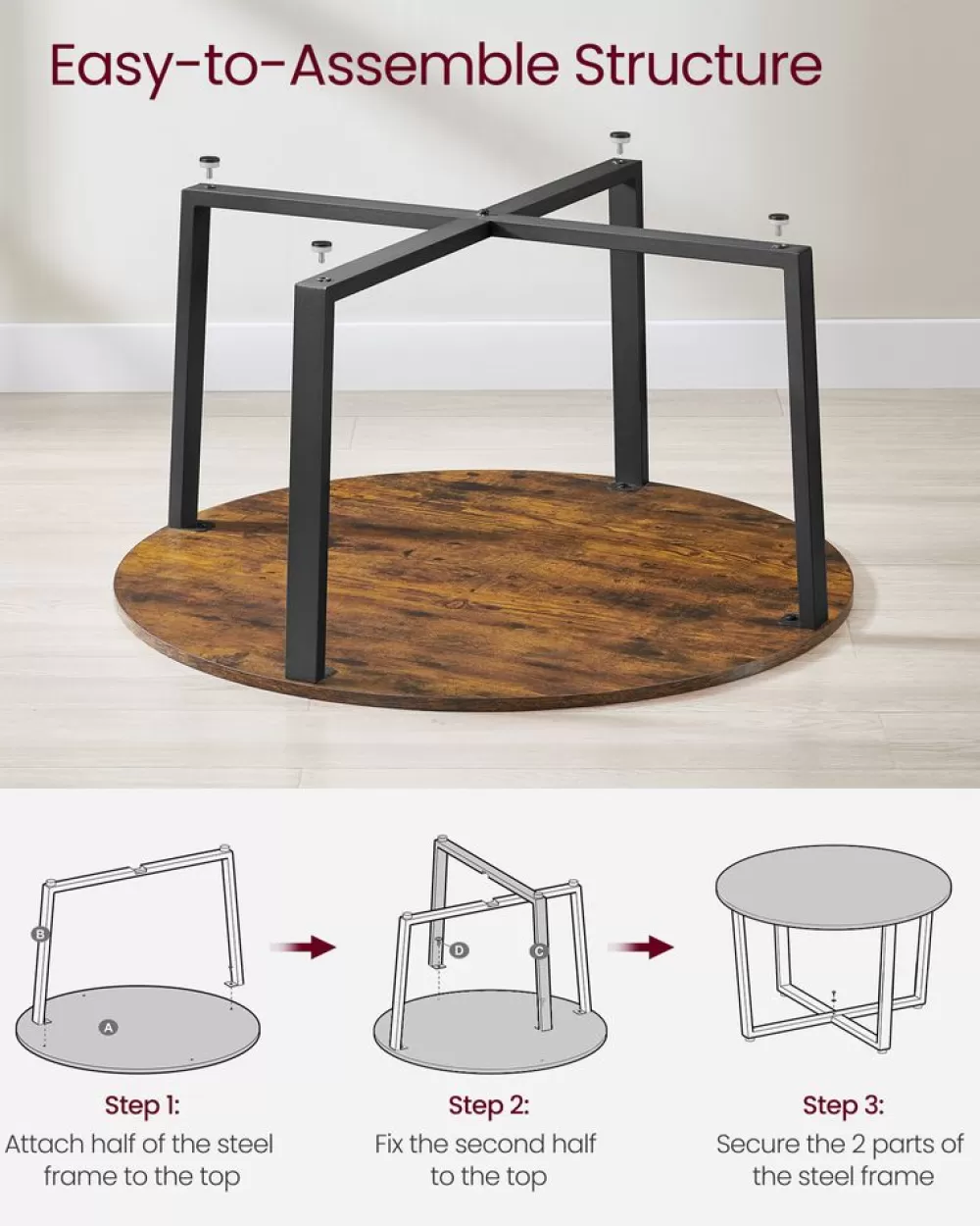 couchtisch_rund_5.webp Sale SONGMICS Couchtisch rund vintagebraun-schwarz