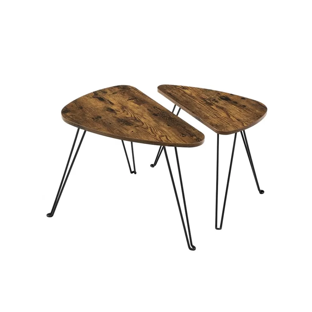 Hot SONGMICS Couchtische 2er Set Beistelltische vintagebraun-schwarz