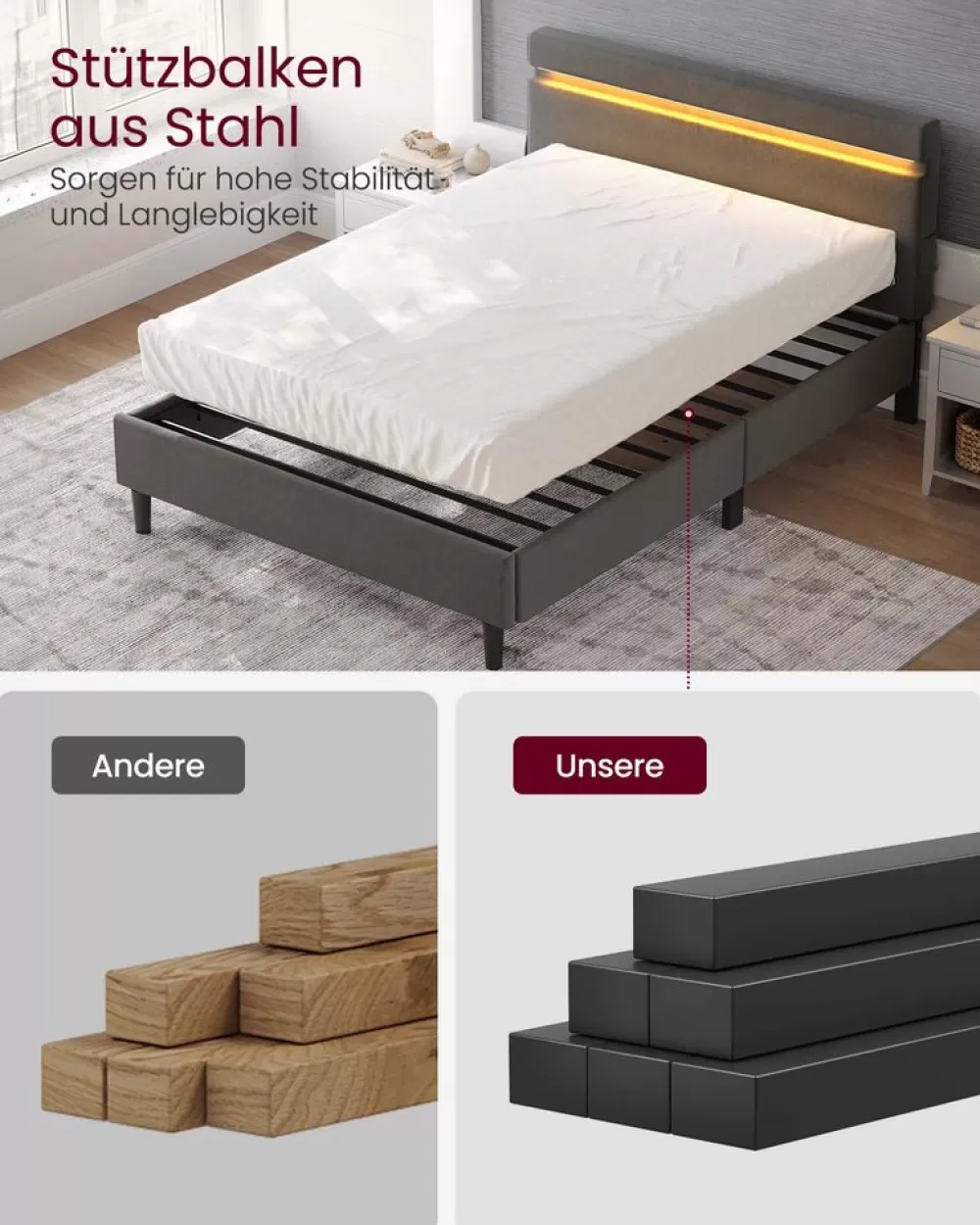 doppelbett_aus_metall__x__cm__ledbeleuchtung_dunkelgrau_13.webp Flash Sale SONGMICS Doppelbett aus Metall 140 x 190 cm LED-Beleuchtung dunkelgrau