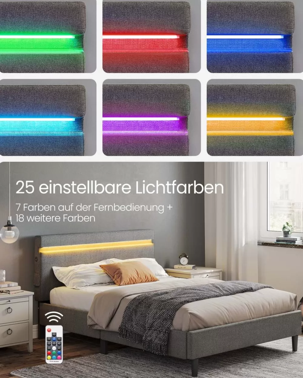 doppelbett_aus_metall__x__cm__ledbeleuchtung_dunkelgrau_2.webp Flash Sale SONGMICS Doppelbett aus Metall 140 x 190 cm LED-Beleuchtung dunkelgrau