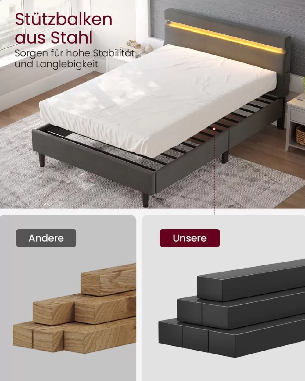 doppelbett_aus_metall__x__cm__ledbeleuchtung_dunkelgrau_5.webp Flash Sale SONGMICS Doppelbett aus Metall 140 x 190 cm LED-Beleuchtung dunkelgrau