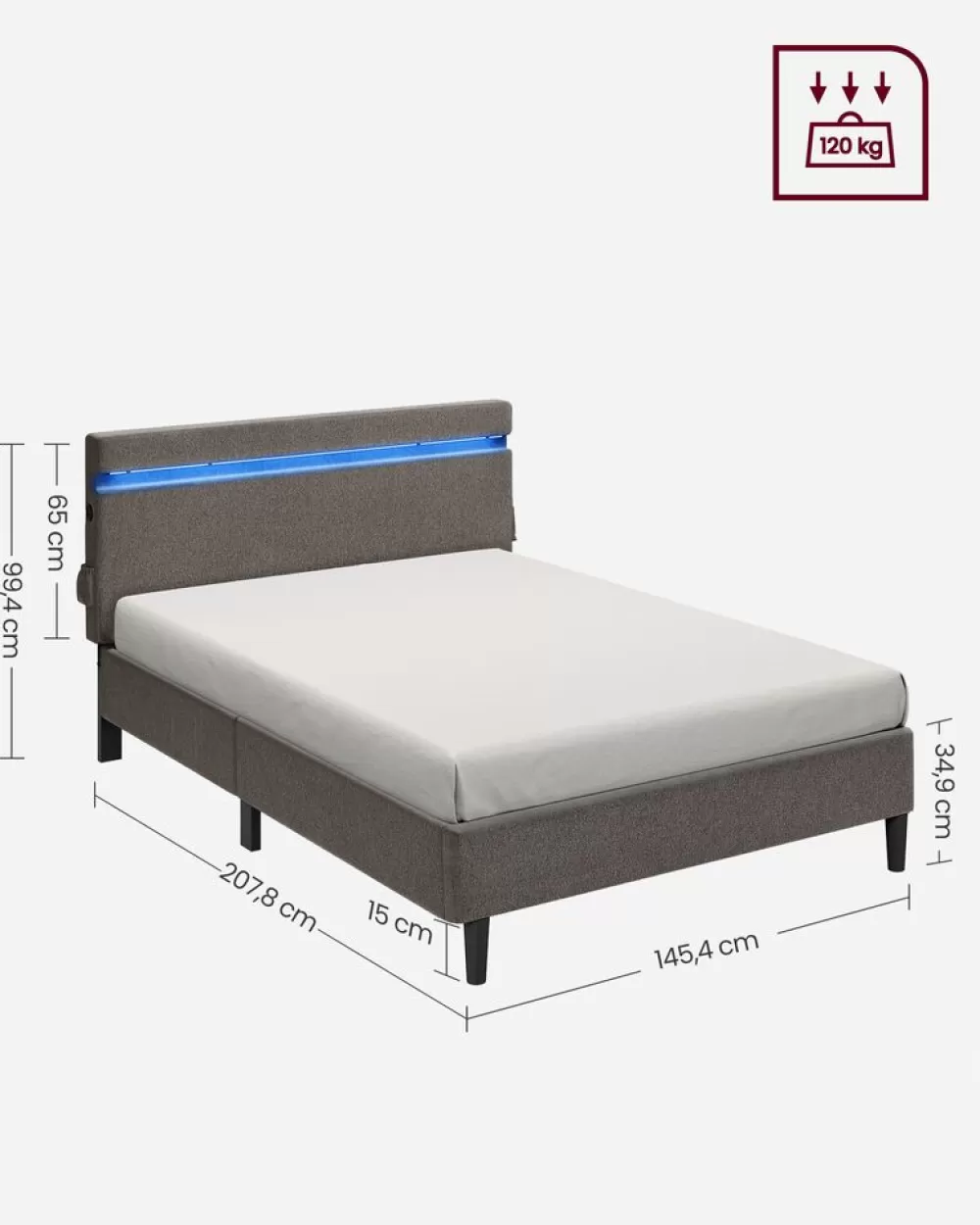 doppelbett_aus_metall__x__cm__ledbeleuchtung_dunkelgrau_7.webp Flash Sale SONGMICS Doppelbett aus Metall 140 x 190 cm LED-Beleuchtung dunkelgrau