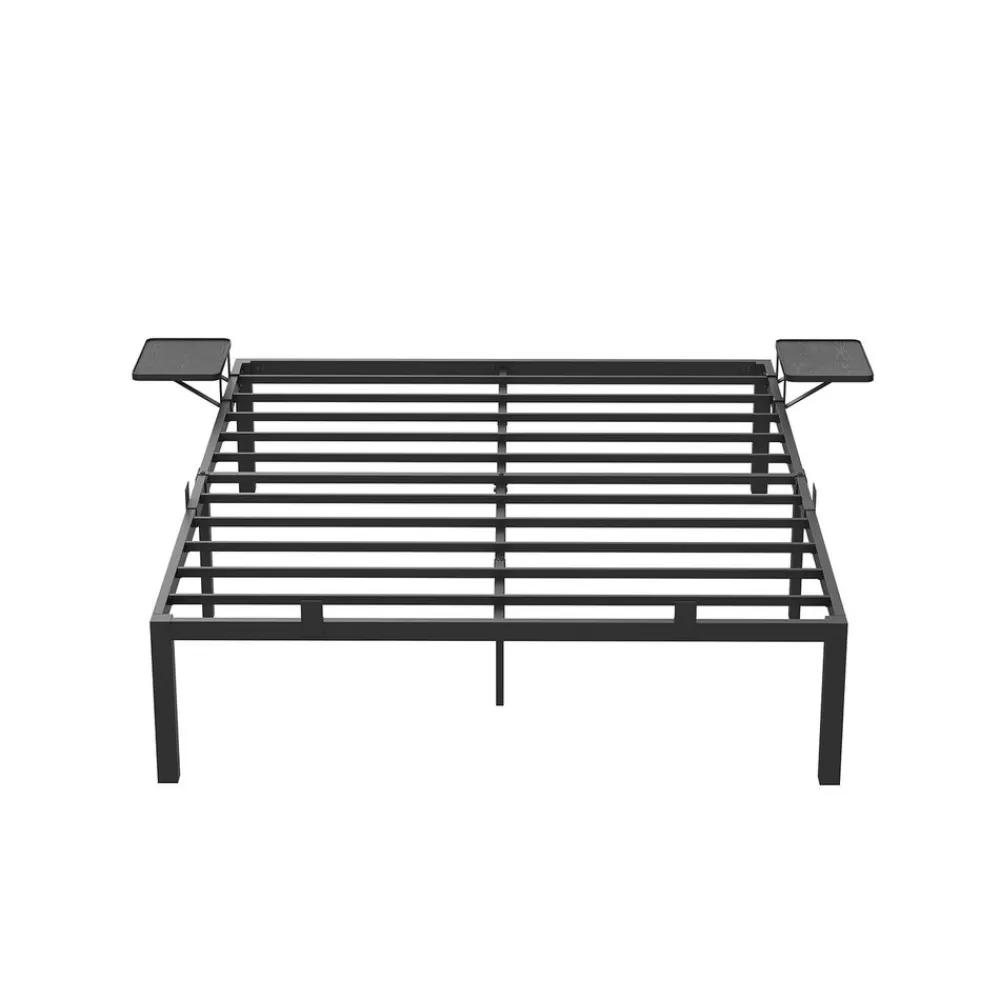 Cheap SONGMICS Doppelbettgestell aus Metall 140 x 190 cm mit Aufbewahrungsregalen Klassikschwarz