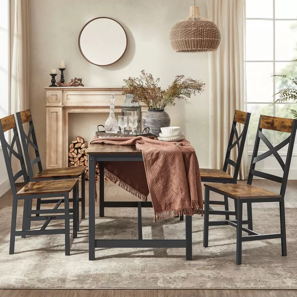 Online SONGMICS Doppel-Essstühle Set mit 2 für Esszimmer Vintagebraun-Schwarz