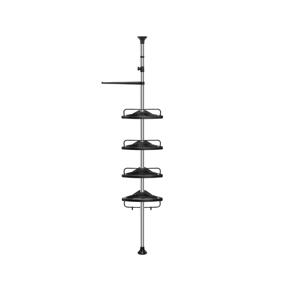 Cheap SONGMICS Duschregal höhenverstellbar 95-300 cm aus Edelstah silbern-schwarz Silber - Schwarz