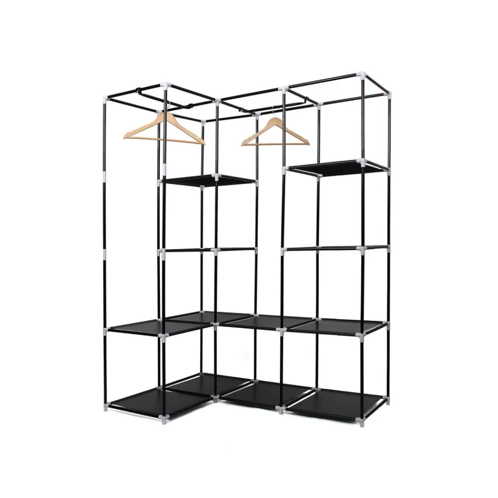 New SONGMICS Eck-Kleiderschrank Stoff Schwarz