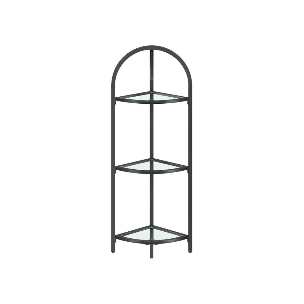 Best SONGMICS Eckregal 3 Ebenen mit Ablagen aus Hartglas