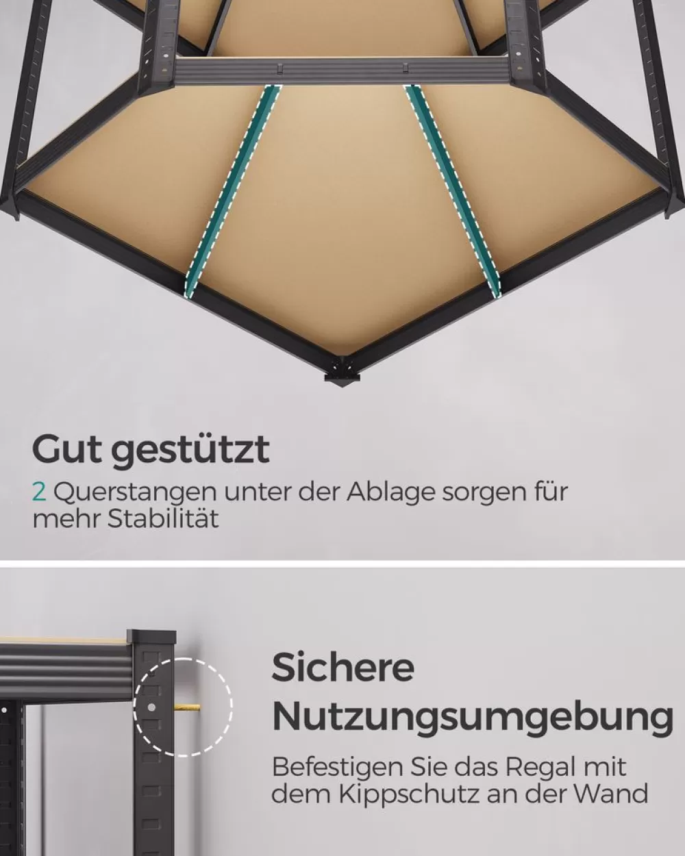 eckregalset__ebenen_aus_metall_silbernnaturbeige_11.webp Outlet SONGMICS Eckregal-Set 4 Ebenen aus Metall silbern-naturbeige