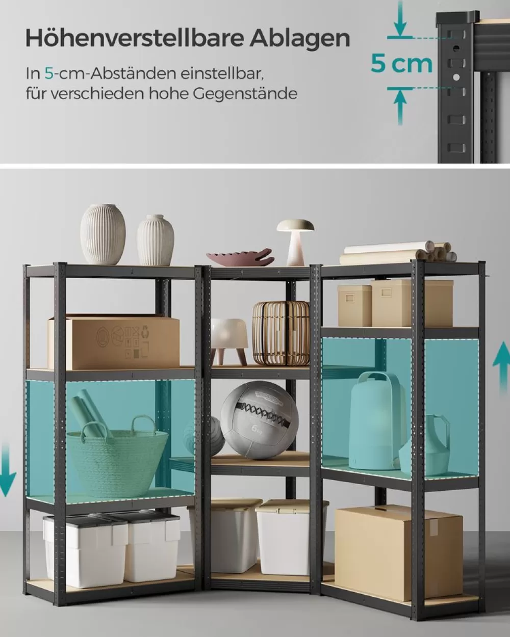 eckregalset__ebenen_aus_metall_silbernnaturbeige_15.webp Outlet SONGMICS Eckregal-Set 4 Ebenen aus Metall silbern-naturbeige