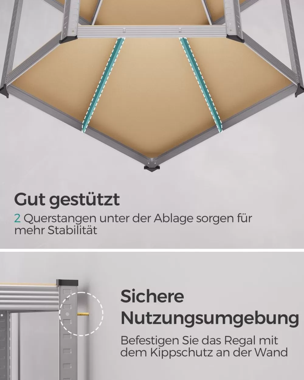 eckregalset__ebenen_aus_metall_silbernnaturbeige_3.webp Outlet SONGMICS Eckregal-Set 4 Ebenen aus Metall silbern-naturbeige