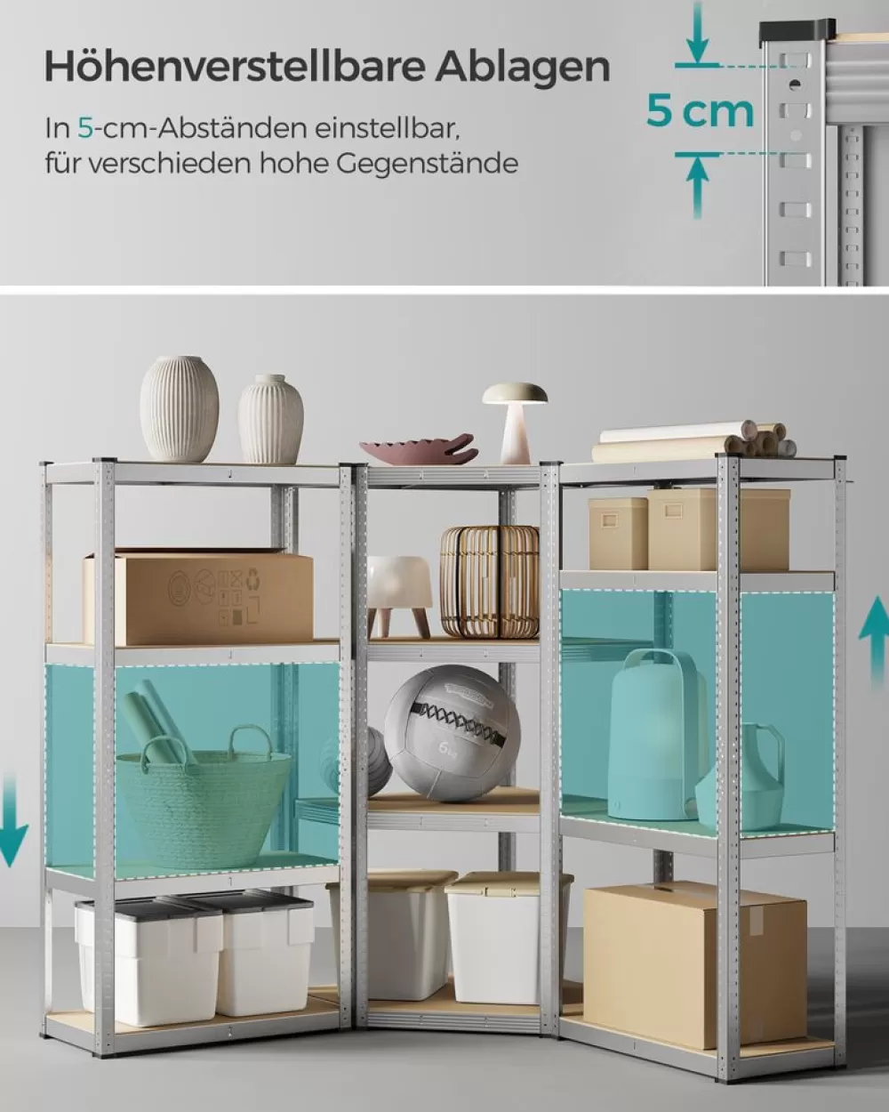 eckregalset__ebenen_aus_metall_silbernnaturbeige_7.webp Outlet SONGMICS Eckregal-Set 4 Ebenen aus Metall silbern-naturbeige