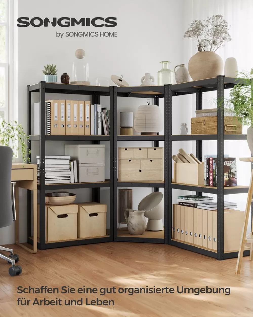 eckregalset__ebenen_aus_metall_silbernnaturbeige_9.webp Outlet SONGMICS Eckregal-Set 4 Ebenen aus Metall silbern-naturbeige