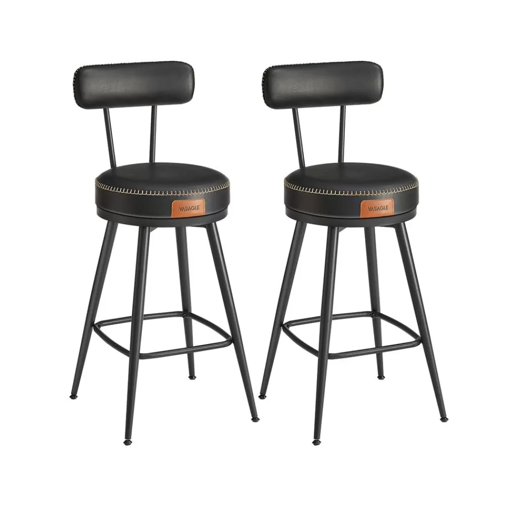 Flash Sale SONGMICS EKHO Kollektion - Barhocker 2er Set aus Kunstleder tintenschwarz