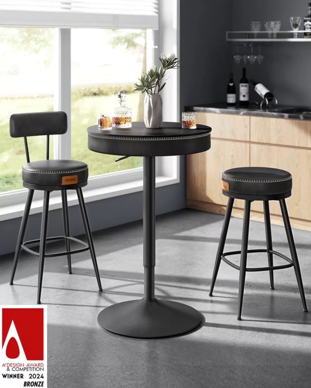 Best Sale SONGMICS EKHO Kollektion - Bartisch höhenverstellbar ebenholzschwarz-tintenschwarz