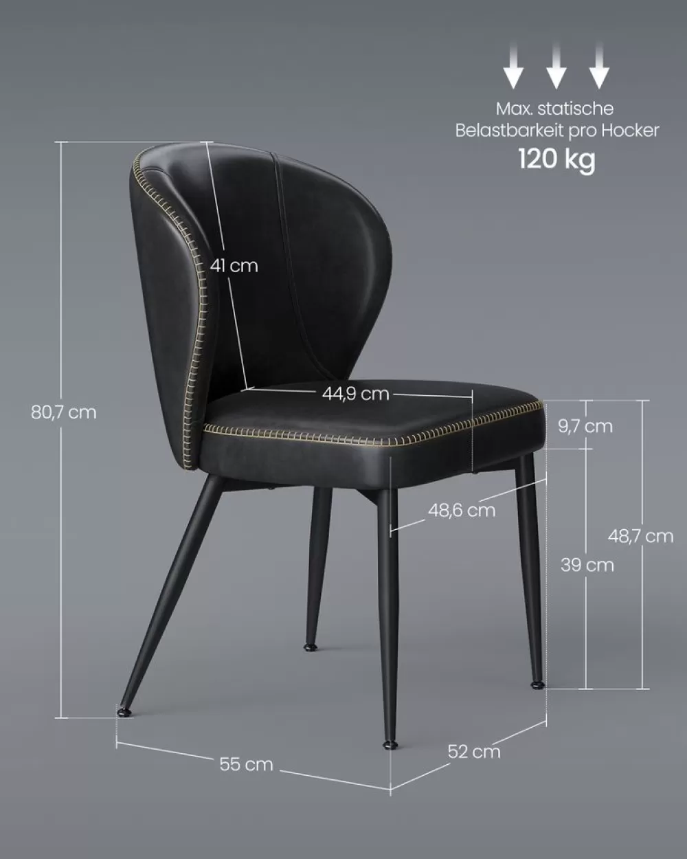 ekho_kollektion__esszimmersthle_er_set_tintenschwarz_6.webp Online SONGMICS EKHO Kollektion - Esszimmerstühle 2er Set tintenschwarz