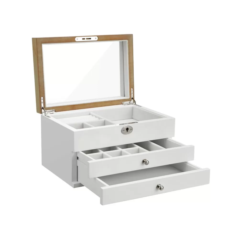 Discount SONGMICS Elegante Schmuckbox mit Spiegel Weiß