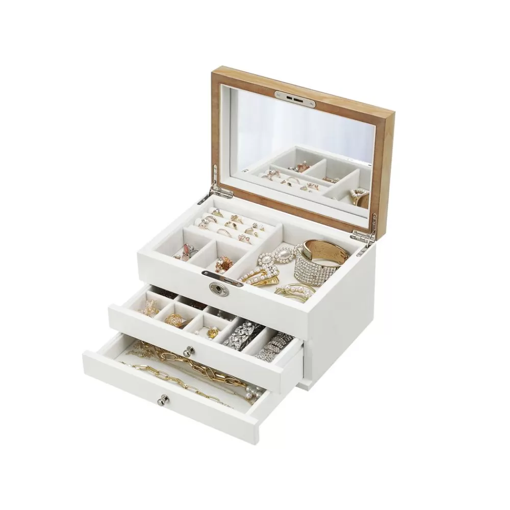 Discount SONGMICS Elegante Schmuckbox mit Spiegel Weiß