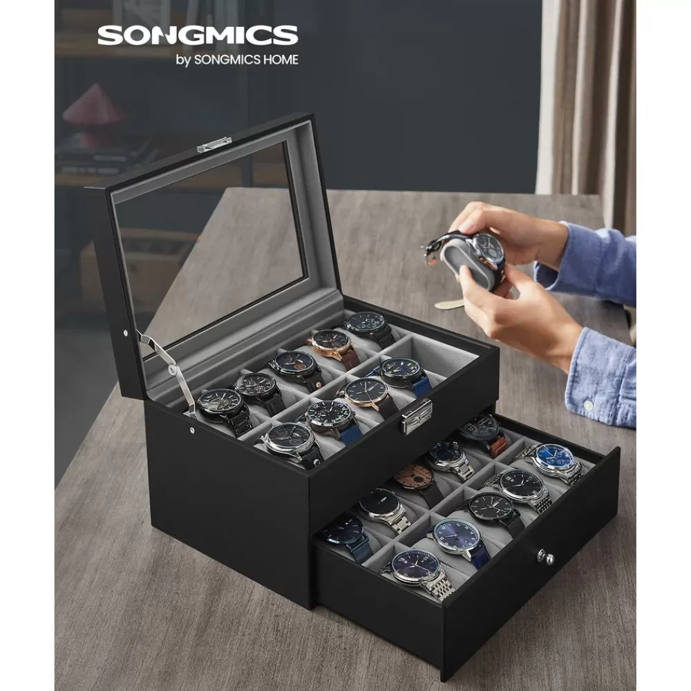 Discount SONGMICS Elegante Uhrenbox für 20 Uhren