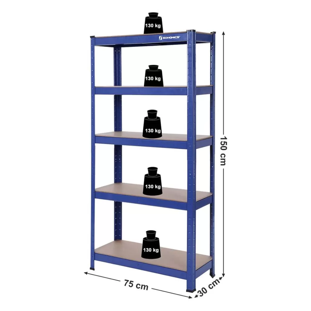 er_set_schwerlastregal__cm_hoch_blau_2.webp Cheap SONGMICS 2er Set Schwerlast-Regal 150 cm hoch blau