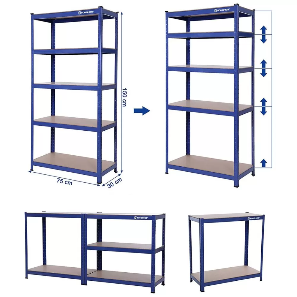 er_set_schwerlastregal__cm_hoch_blau_4.webp Cheap SONGMICS 2er Set Schwerlast-Regal 150 cm hoch blau